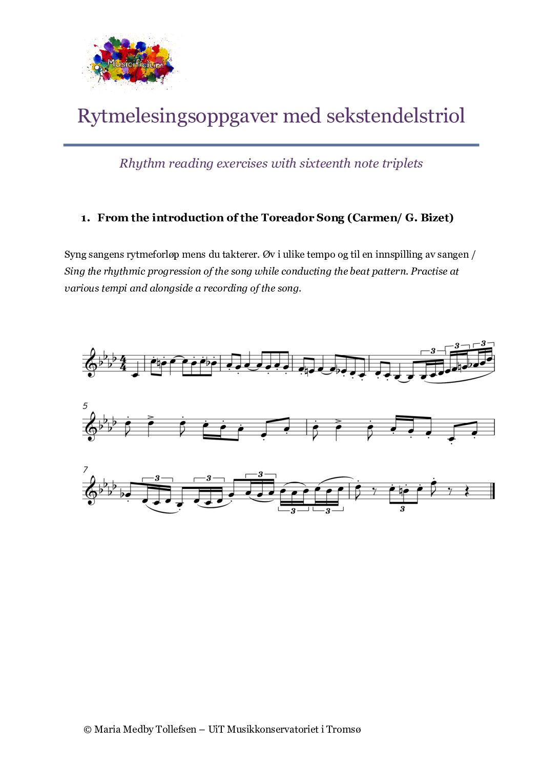 Rytmelesingsoppgaver sekstendelstriol