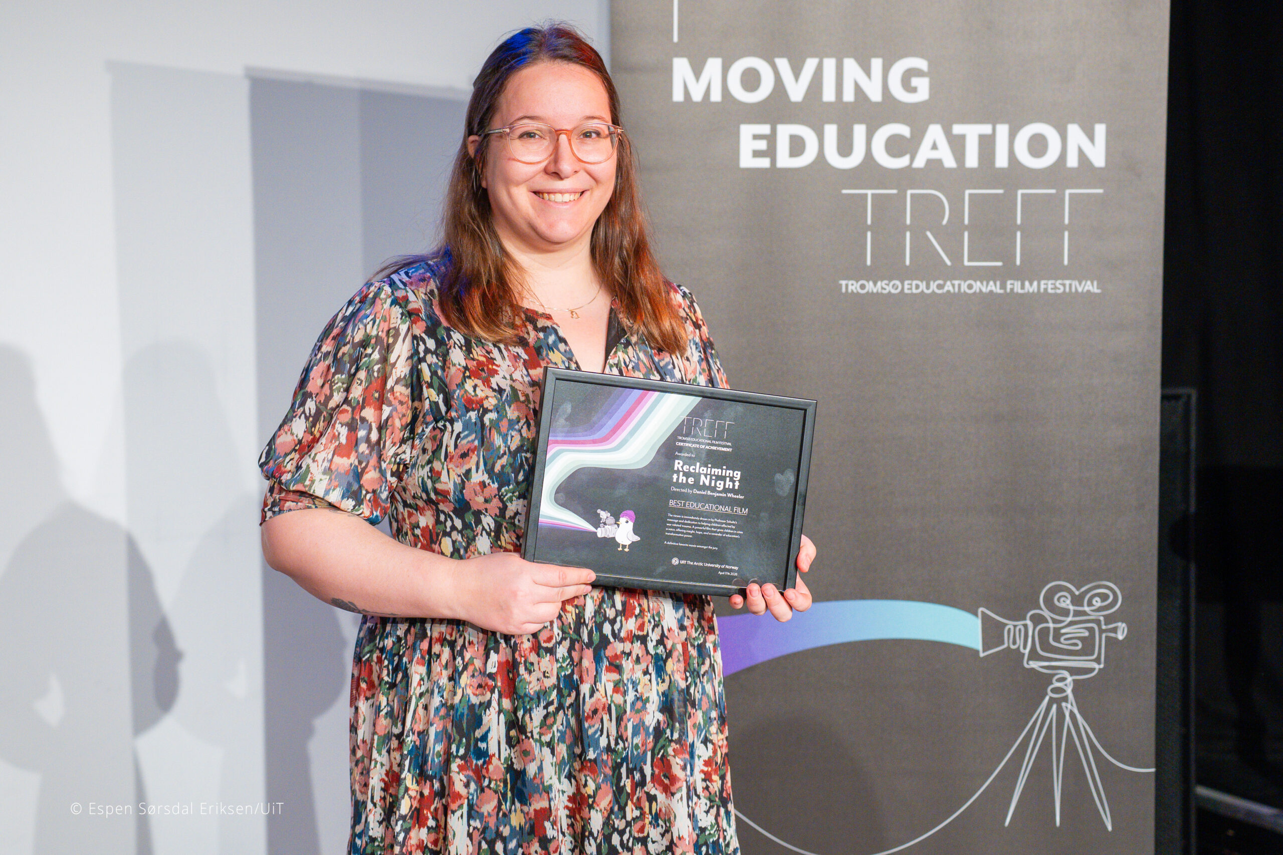 Steffi Gebus accepting the award on the behalf of Reclaiming the night